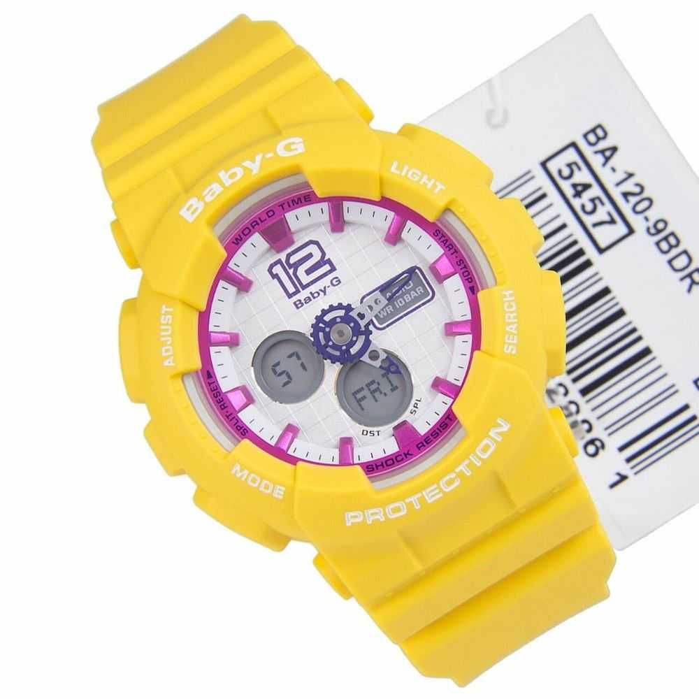 CASIO BABY-G BA-120-9BDR DIGITAL QUARTZ YELLOW RESIN WOMEN'S WATCH - H2 Hub Watches