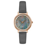 BCBGMAXAZRIA QUARTZ ROSE GOLD STAINLESS STEEL BG50665004 GREY LEATHER STRAP WOMEN'S WATCH - H2 Hub Watches