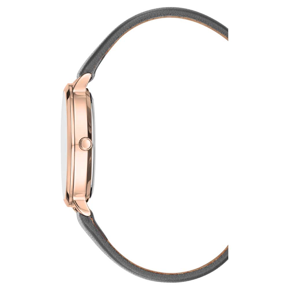 BCBGMAXAZRIA QUARTZ ROSE GOLD STAINLESS STEEL BG50665004 GREY LEATHER STRAP WOMEN'S WATCH - H2 Hub Watches