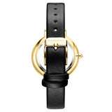 BCBGMAXAZRIA QUARTZ ROSE GOLD STAINLESS STEEL BG50668003 BLACK LEATHER STRAP WOMEN'S WATCH - H2 Hub Watches