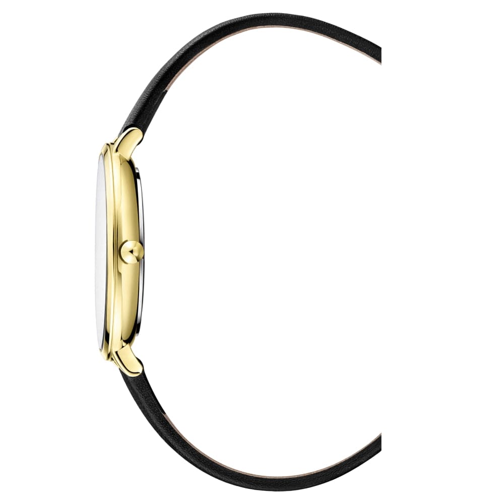 BCBGMAXAZRIA QUARTZ ROSE GOLD STAINLESS STEEL BG50668003 BLACK LEATHER STRAP WOMEN'S WATCH - H2 Hub Watches