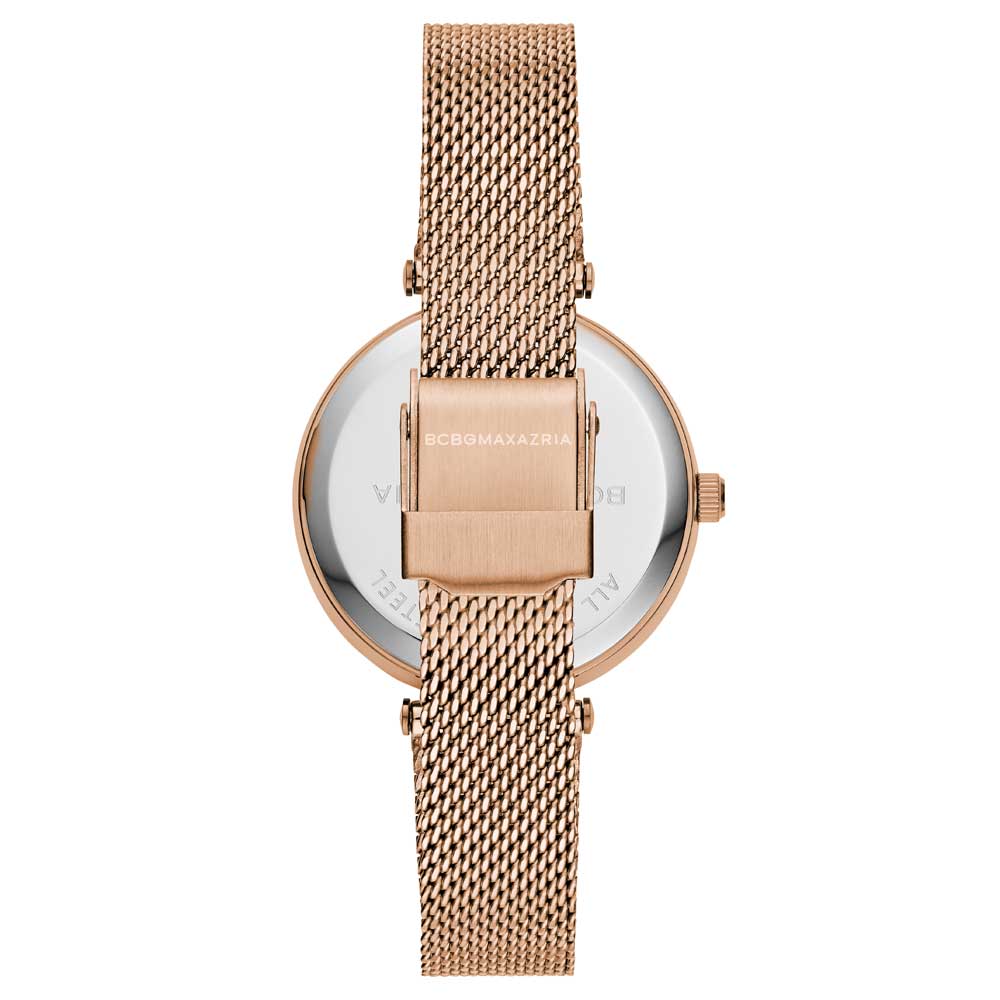 BCBGMAXAZRIA QUARTZ ROSE GOLD BG50671003 MESH STRAP WOMEN'S WATCH - H2 Hub Watches