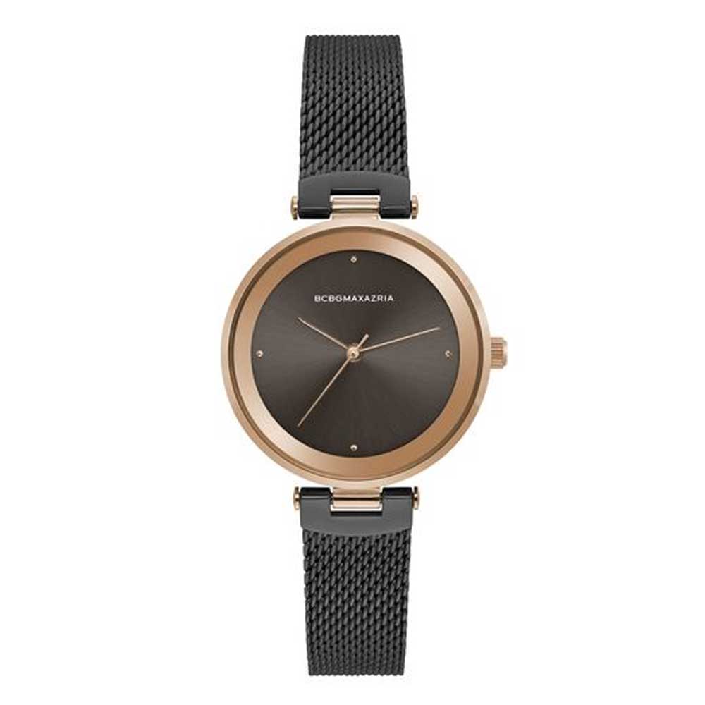 BCBGMAXAZRIA QUARTZ ROSE GOLD STAINLESS STEEL BG50671004 BLACK MESH STRAP WOMEN'S WATCH - H2 Hub Watches