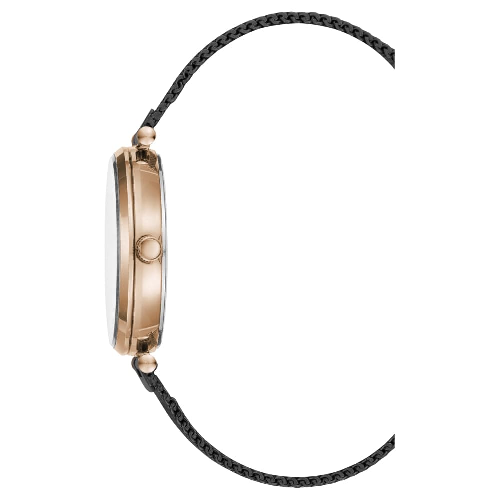 BCBGMAXAZRIA QUARTZ ROSE GOLD STAINLESS STEEL BG50671004 BLACK MESH STRAP WOMEN'S WATCH - H2 Hub Watches