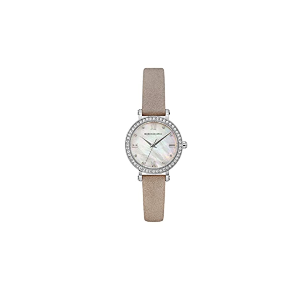 BCBGMAXAZRIA SILVER STAINLESS STEEL BG50674001 BROWN LEATHER STRAP WOMEN'S WATCH - H2 Hub Watches