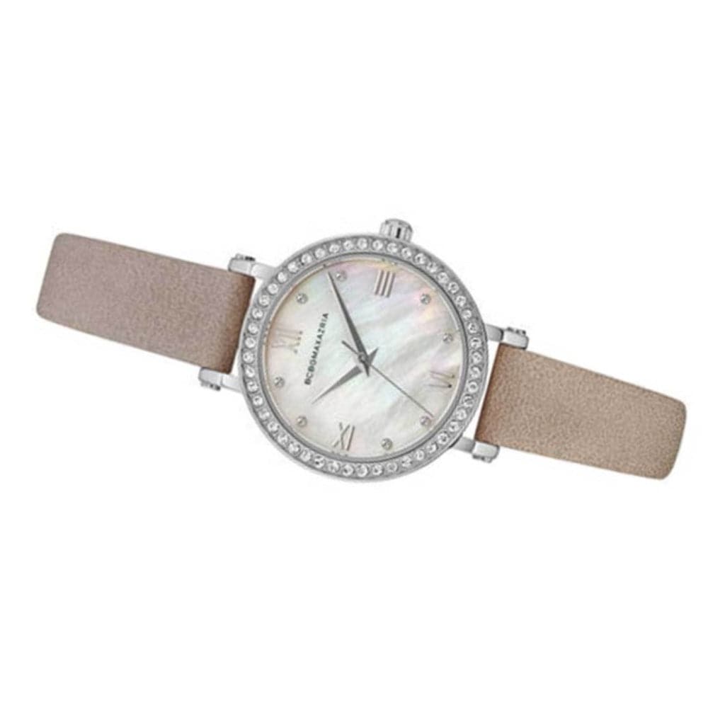 BCBGMAXAZRIA SILVER STAINLESS STEEL BG50674001 BROWN LEATHER STRAP WOMEN'S WATCH - H2 Hub Watches