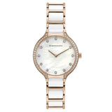 BCBGMAXAZRIA QUARTZ ROSE GOLD STAINLESS STEEL BG50678006 WHITE CERAMIC STRAP WOMEN'S WATCH