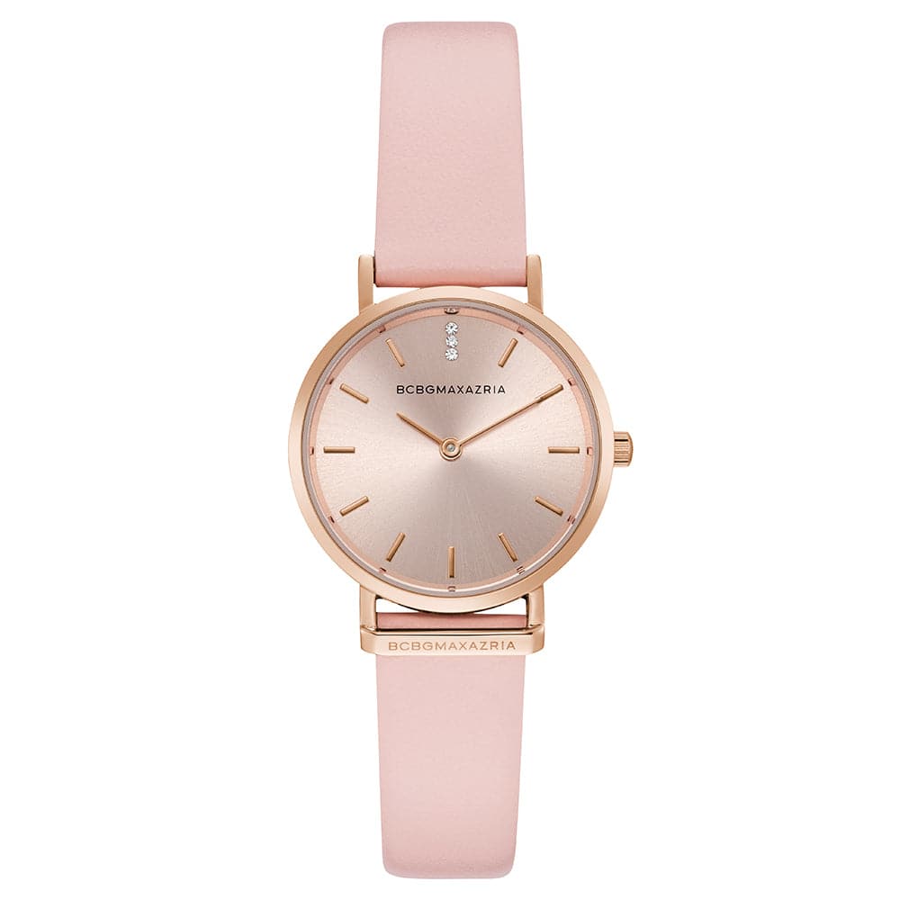 BCBGMAXAZRIA QUARTZ PINK MINIMALIST LEATHER BG50821003 WOMEN'S WATCH - H2 Hub Watches