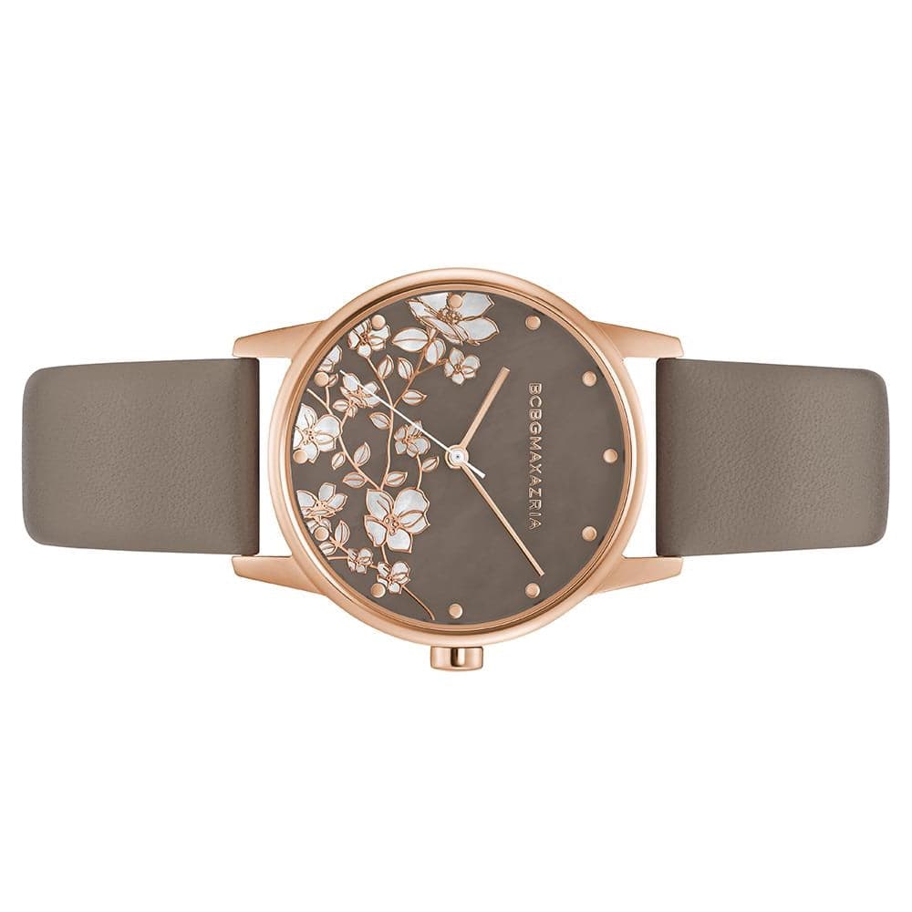 BCBGMAXAZRIA QUARTZ BROWN FLORAL LEATHER BG50827001 WOMEN'S WATCH - H2 Hub Watches