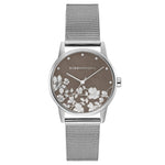 BCBGMAXAZRIA QUARTZ FLORAL SILVER MESH BG50827003 WOMEN'S WATCH - H2 Hub Watches
