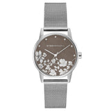 BCBGMAXAZRIA QUARTZ FLORAL SILVER MESH BG50827003 WOMEN'S WATCH - H2 Hub Watches