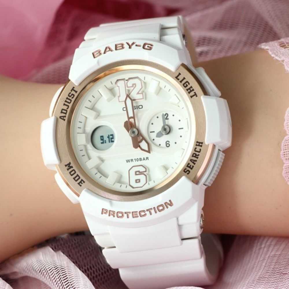 CASIO BABY-G BGA-210-7B3DR DIGITAL QUARTZ WHITE GOLD RESIN WOMEN'S WATCH - H2 Hub Watches