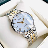 Citizen Eco-Drive Silver Dial Two-Tone Stainless Steel Strap Men Watch BM6774-51A