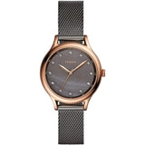 FOSSIL BQ3393 LANEY-THREE HAND SMOKE STAINLESS STEEL MESH STRAP WOMEN'S WATCH