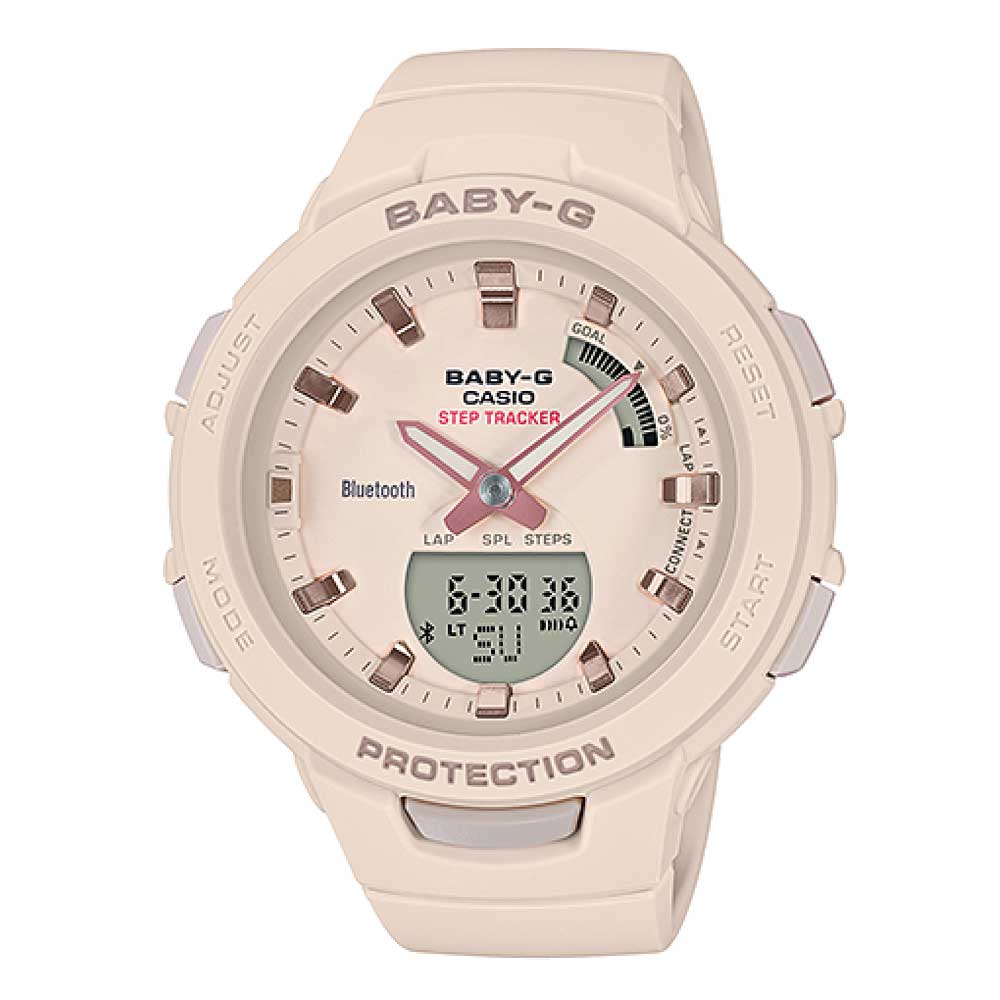 CASIO BABY-G BSA-B100-4A1DR DIGITAL QUARTZ BEIGE RESIN G-SQUAD WOMEN'S WATCH - H2 Hub Watches