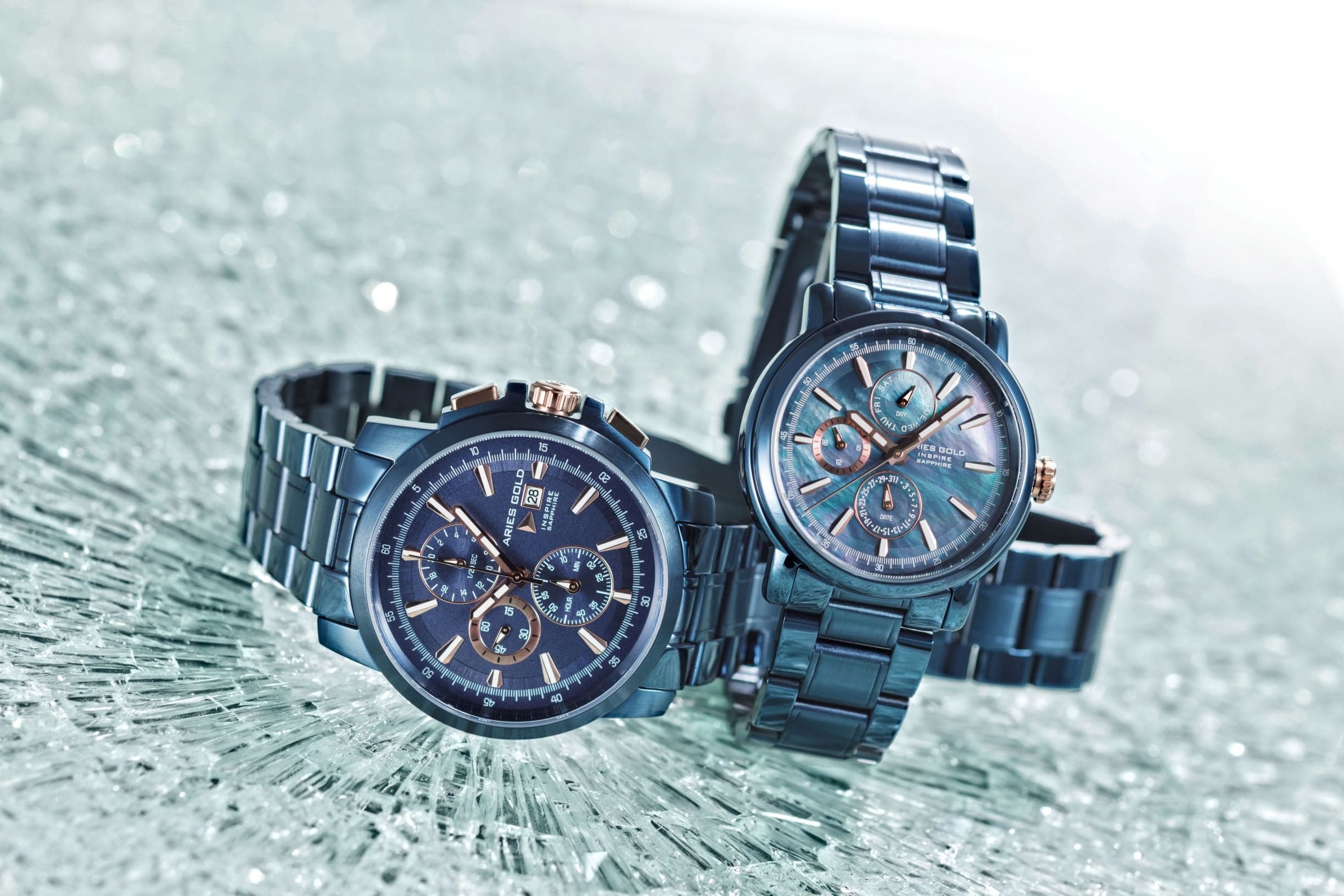 ARIES GOLD INSPIRE CONTENDER G 7301 BU-BURG & B 7302 BU-BURG COUPLE'S WATCHES - H2 Hub Watches