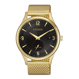 CITIZEN BV1118-84E BLACK DIAL GOLD PLATING STAINLESS STEEL MESH STRAP MEN'S WATCH