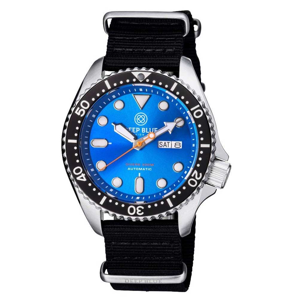 DEEP BLUE NATO DIVER #NATODIVERSSBLKLITEBLUE DIVER'S WATCH - H2 Hub Watches