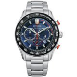 CITIZEN CA4486-82L ECO-DRIVE CHRONOGRAPH BLUE DIAL STAINLESS STEEL STRAP MEN'S WATCH
