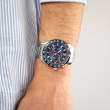 CITIZEN CA4486-82L ECO-DRIVE CHRONOGRAPH BLUE DIAL STAINLESS STEEL STRAP MEN'S WATCH