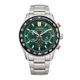 CITIZEN CA4486-82X ECO-DRIVE CHRONOGRAPH GREEN DIAL STAINLESS STEEL STRAP MEN'S WATCH