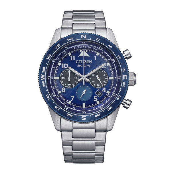 Citizen Eco-Drive Chronograph Blue Dial Stainless Steel Men Watch CA4554-84L