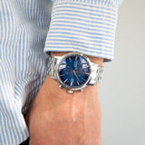 CITIZEN CA7060-88L ECO-DRIVE CHRONOGRAPH BLUE DIAL STAINLESS STEEL STRAP MEN'S WATCH