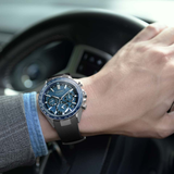 Citizen Eco-Drive Satellite Wave Chronograph Blue Dial Black Strap Men Watch CC4050-18L
