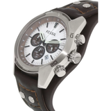 FOSSIL COACHMAN CHRONOGRAPH SILVER STAINLESS STEEL CH2565 BROWN LEATHER STRAP MEN'S WATCH