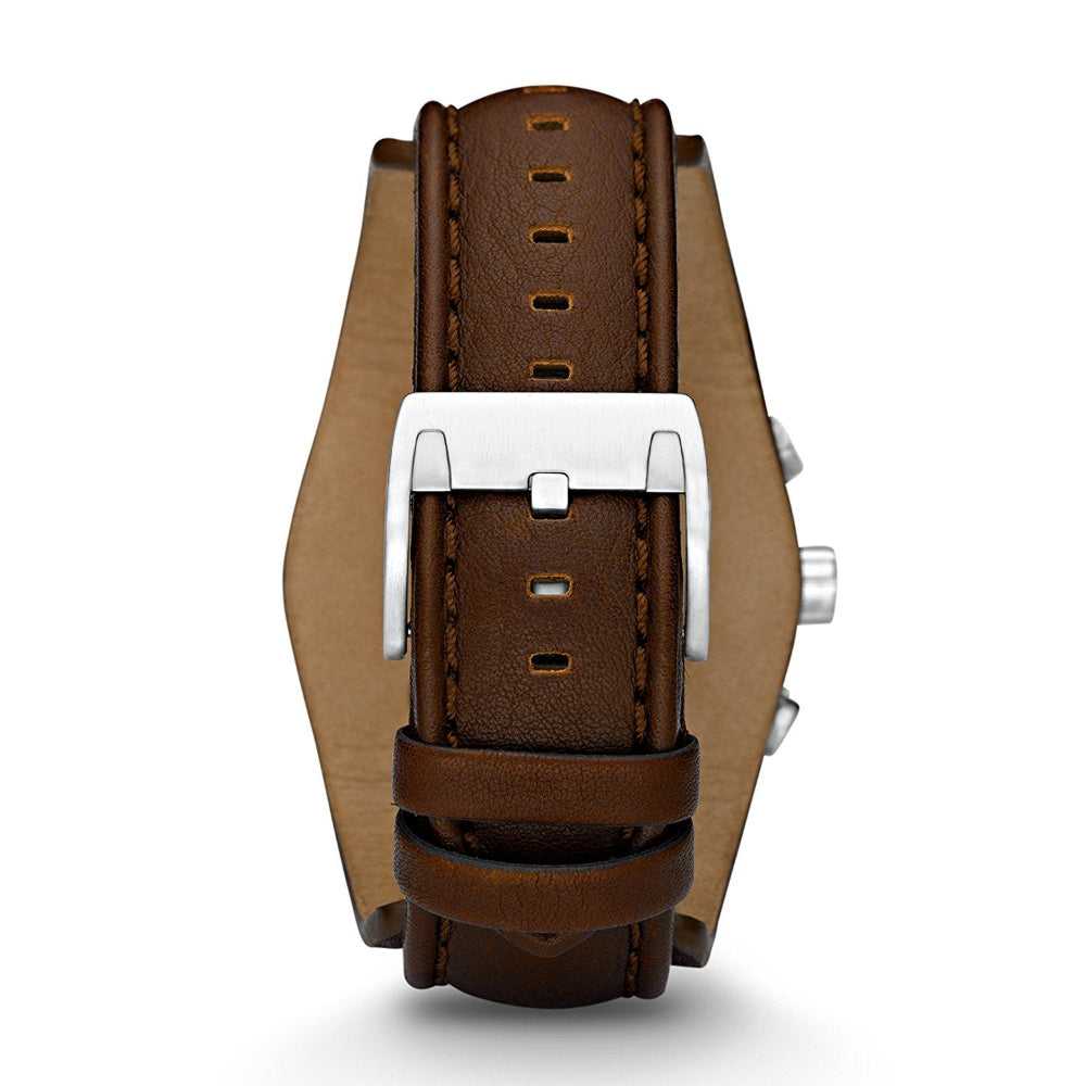FOSSIL COACHMAN CHRONOGRAPH SILVER STAINLESS STEEL CH2565 BROWN LEATHER STRAP MEN'S WATCH - H2 Hub Watches