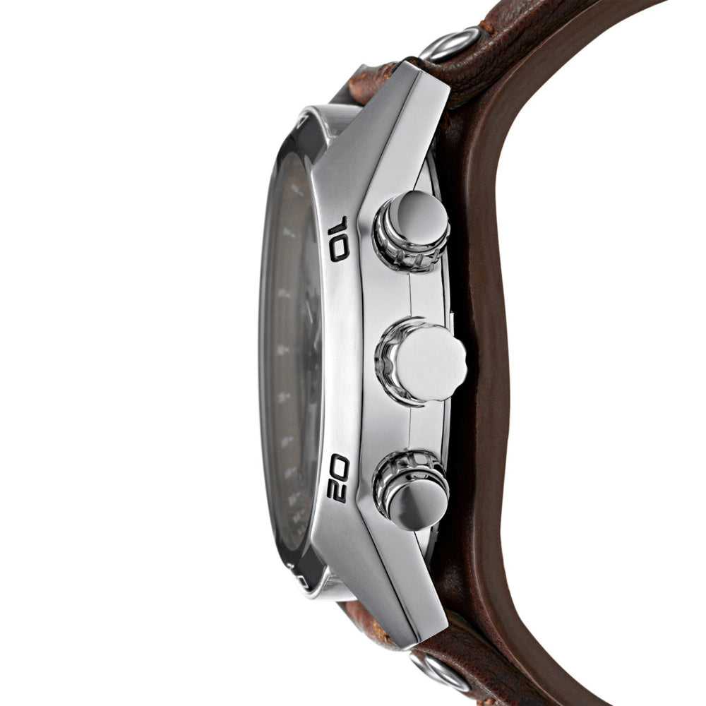 FOSSIL COACHMAN CHRONOGRAPH SILVER STAINLESS STEEL CH2565 BROWN LEATHER STRAP MEN'S WATCH - H2 Hub Watches