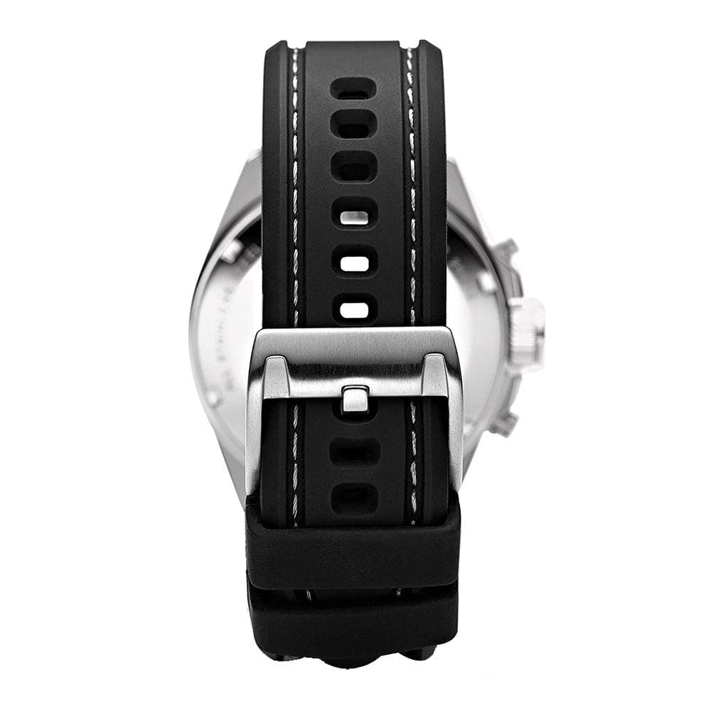 FOSSIL DECKER CHRONOGRAPH SILVER STAINLESS STEEL CH25731E BLACK SILICONE STRAP MEN'S WATCH - H2 Hub Watches