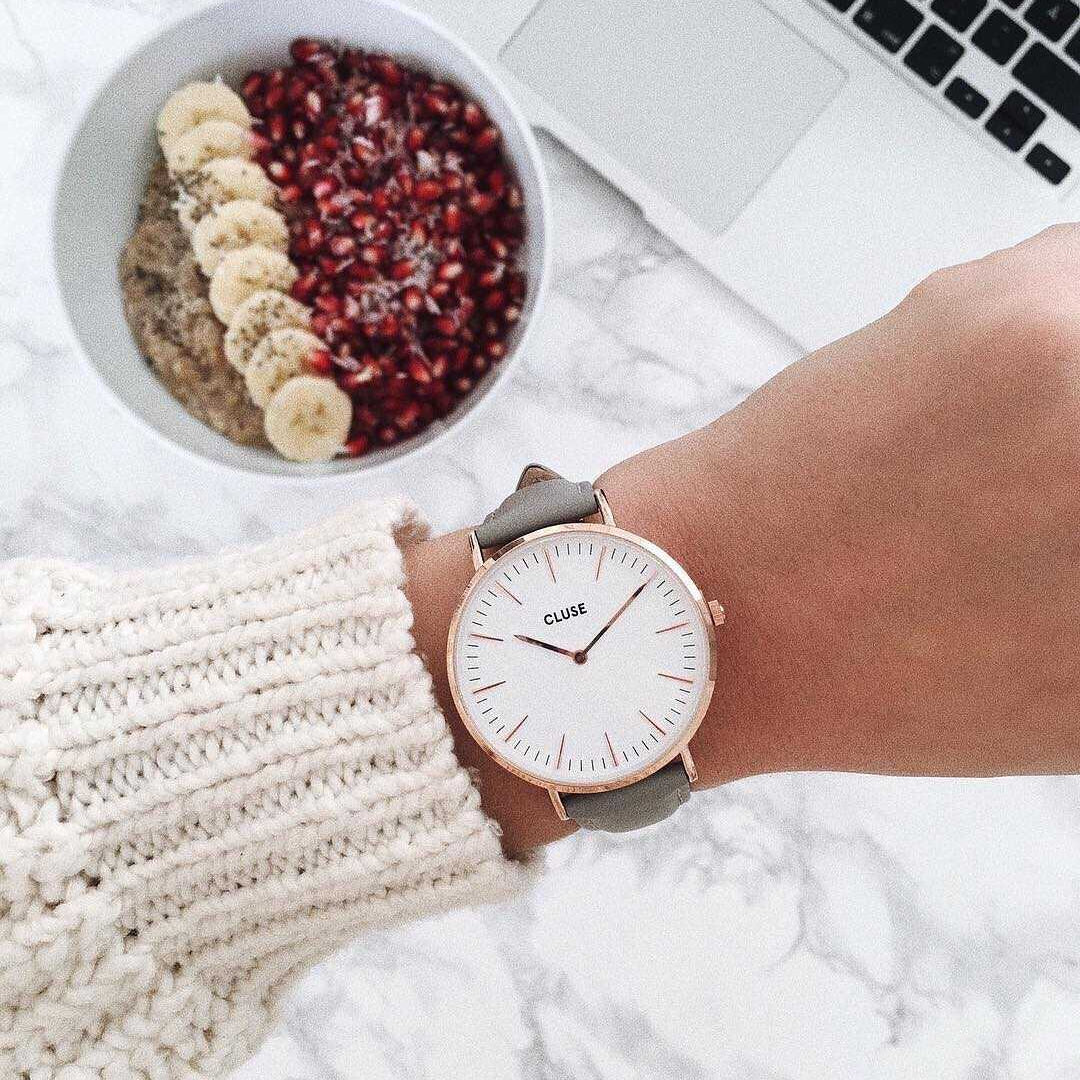 CLUSE LA BOHEME QUARTZ SILVER STAINLESS STEEL CL18414 GREY LEATHER STRAP LADIES WATCH - H2 Hub Watches