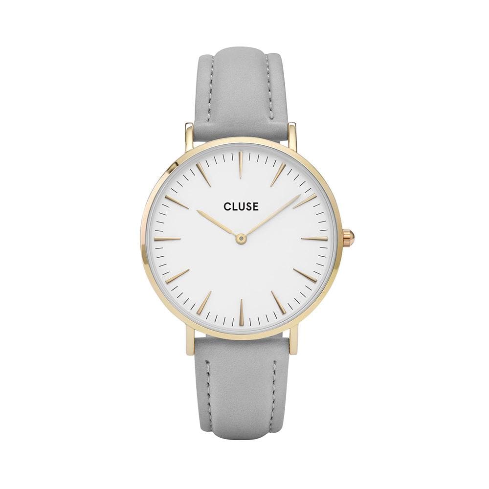 CLUSE LA BOHEME QUARTZ SILVER STAINLESS STEEL CL18414 GREY LEATHER STRAP LADIES WATCH - H2 Hub Watches