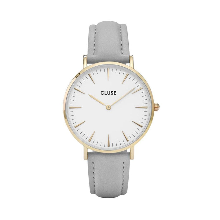 CLUSE LA BOHEME QUARTZ SILVER STAINLESS STEEL CL18414 GREY LEATHER STRAP LADIES WATCH - H2 Hub Watches