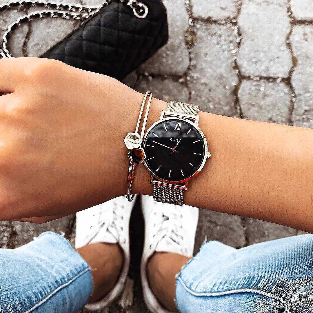 CLUSE MINUIT QUARTZ SILVER STAINLESS STEEL CL30015 MESH STRAP LADIES WATCH - H2 Hub Watches