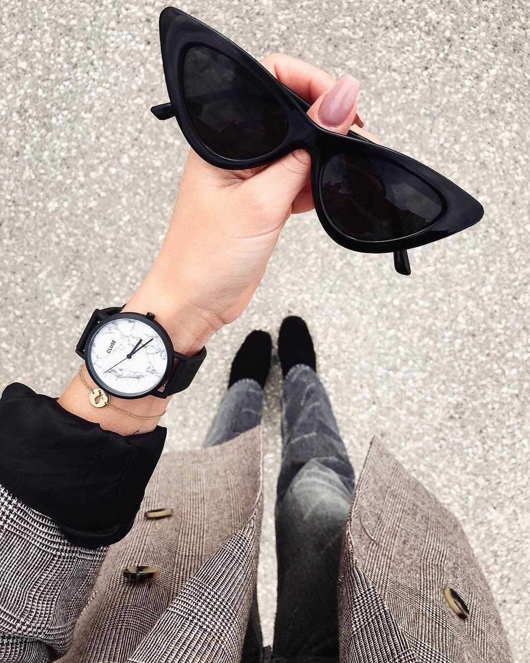 CLUSE LA ROCHE QUARTZ BLACK STAINLESS STEEL CL40002 LEATHER STRAP LADIES WATCH - H2 Hub Watches