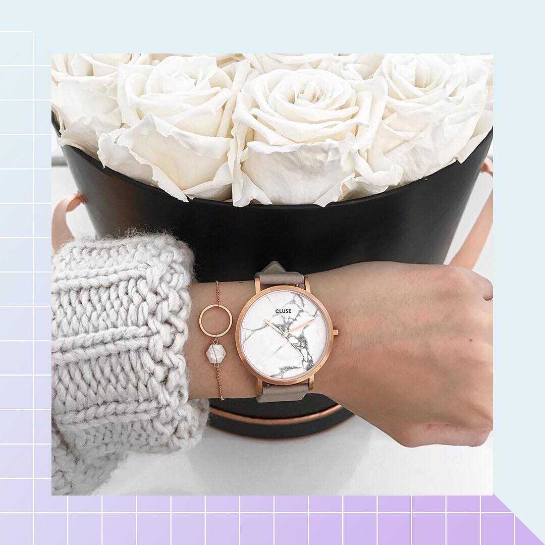 CLUSE LA ROCHE QUARTZ ROSE GOLD STAINLESS STEEL CL40005 GREY LEATHER STRAP LADIES WATCH - H2 Hub Watches