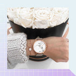 CLUSE LA ROCHE QUARTZ ROSE GOLD STAINLESS STEEL CL40005 GREY LEATHER STRAP LADIES WATCH - H2 Hub Watches