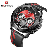 NAVIFORCE ANALOG NF9168 B/R/B STAINLESS STEEL CHRONOGRAPH QUARTZ MEN'S WATCH - H2 Hub Watches