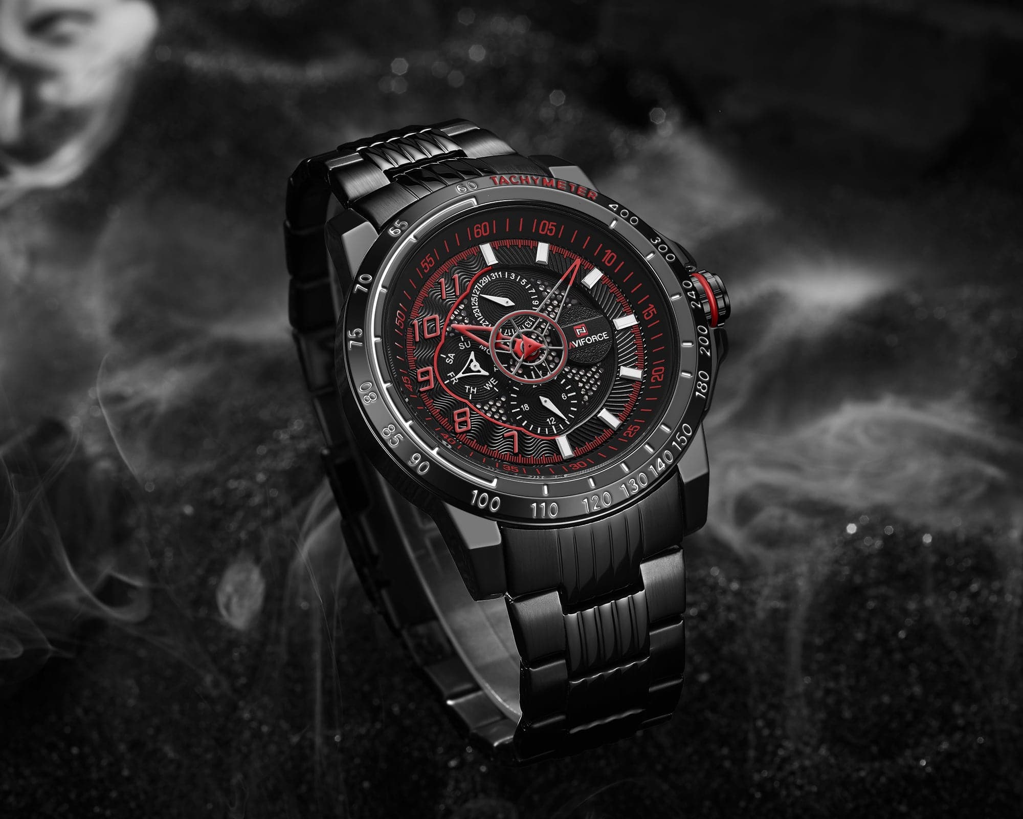 NAVIFORCE NF9180 B/R/B MEN'S WATCH - H2 Hub Watches
