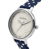 CATH KIDSTON QUARTZ 3D BIRD SILVER ALLOY CKL057US NAVY SPOT LEATHER WATCH LADIES WATCH