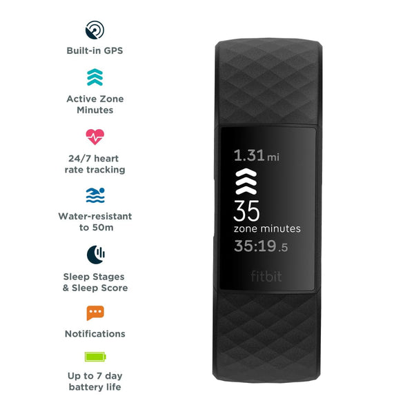 FITBIT CHARGE 4 BLACK FB417BKBK SILICONE TRACKER