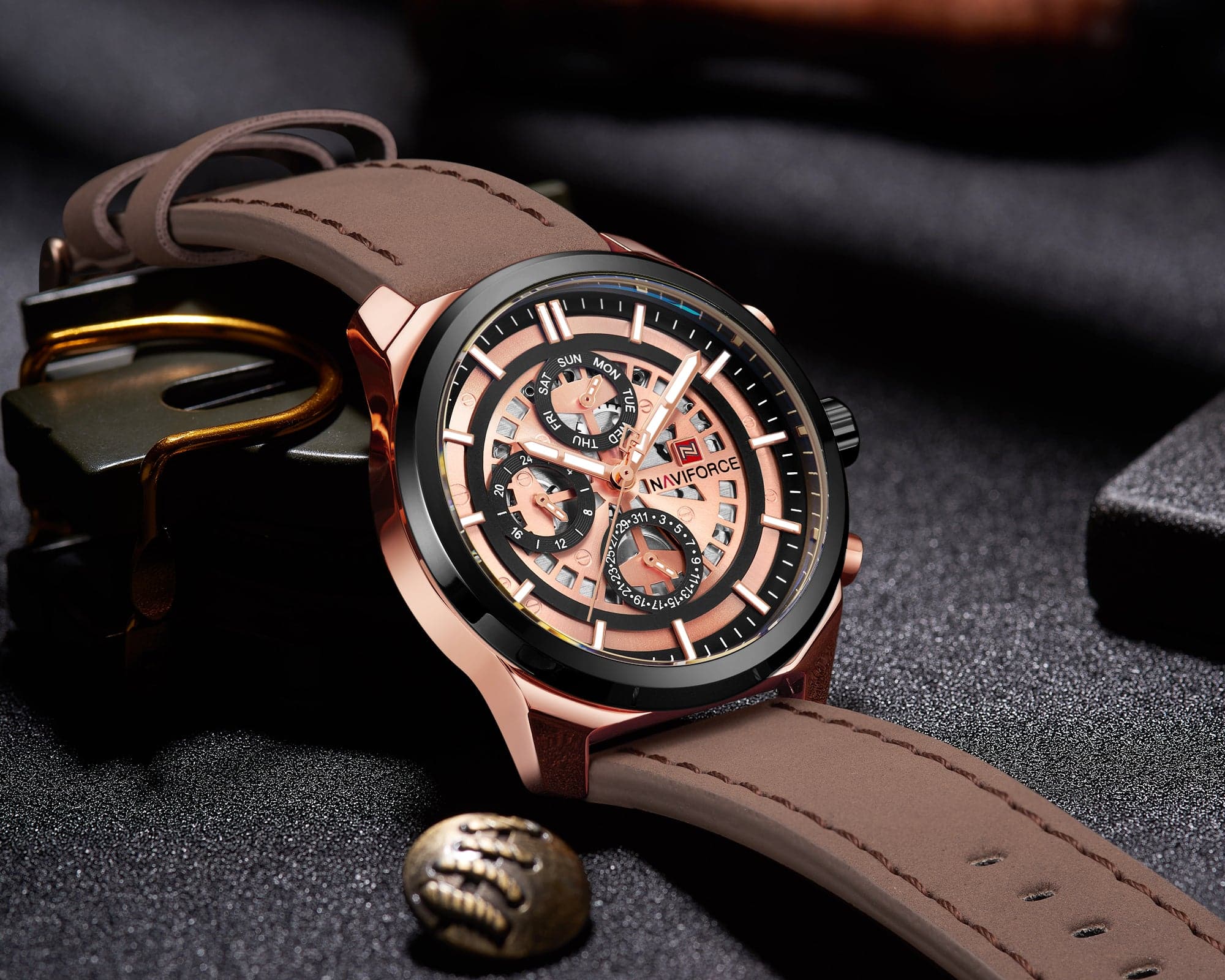 NAVIFORCE CHRONOGRAPH NF9129 RG/RG/D.BN MEN'S WATCH - H2 Hub Watches