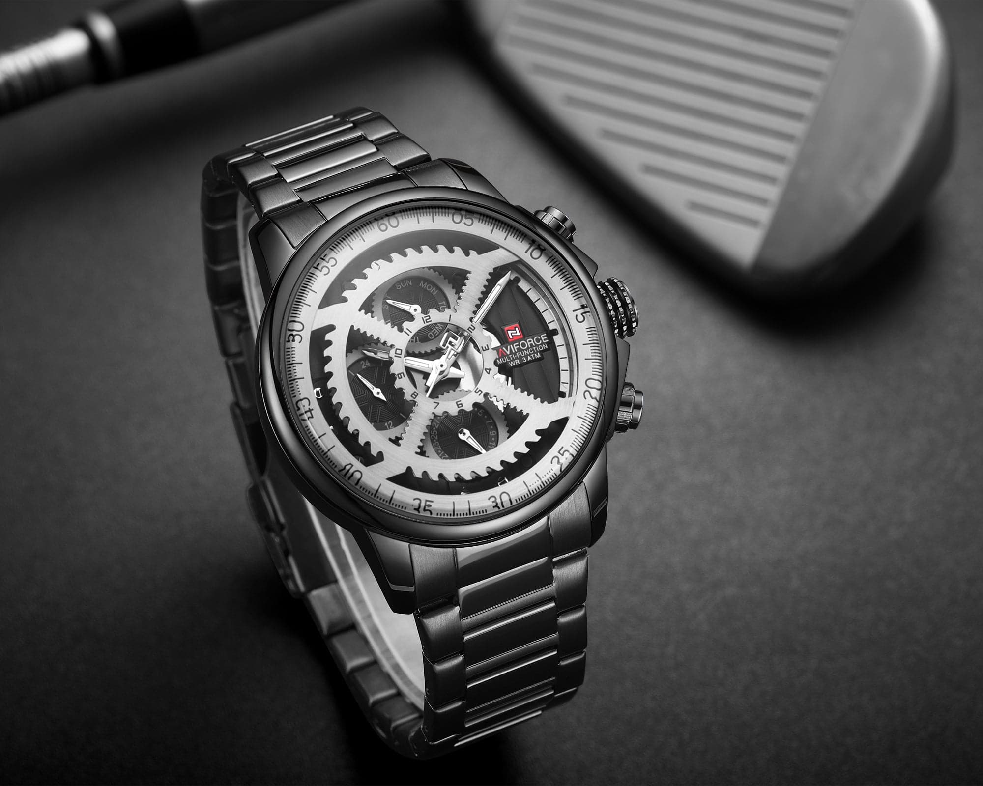 NAVIFORCE CHRONOGRAPH NF9150 B/W/B MEN'S WATCH - H2 Hub Watches