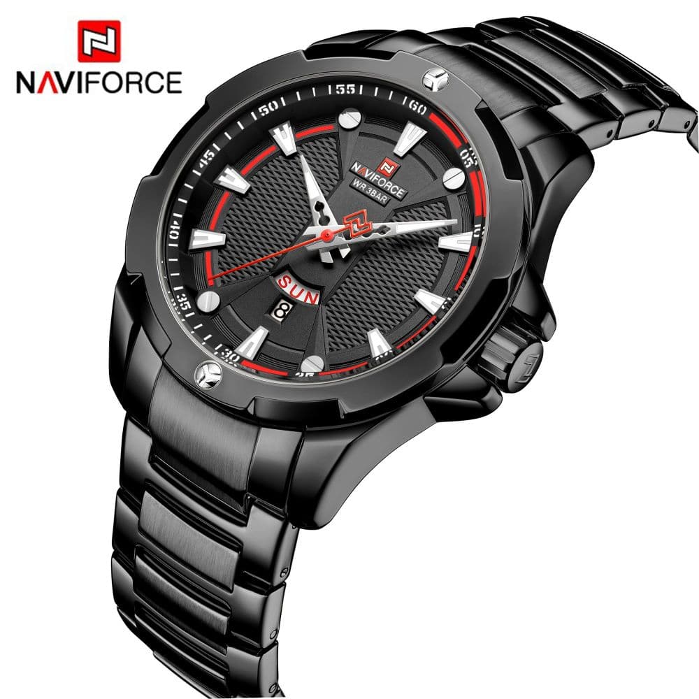 NAVIFORCE NF9161 B/B BLACK STAINLESS STEEL MEN'S WATCH - H2 Hub Watches