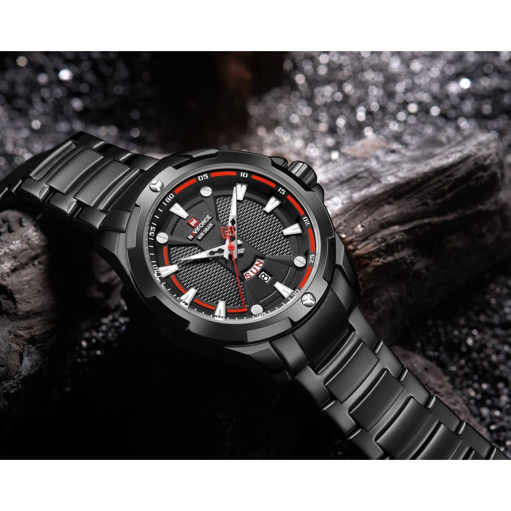 NAVIFORCE NF9161 B/B BLACK STAINLESS STEEL MEN'S WATCH - H2 Hub Watches