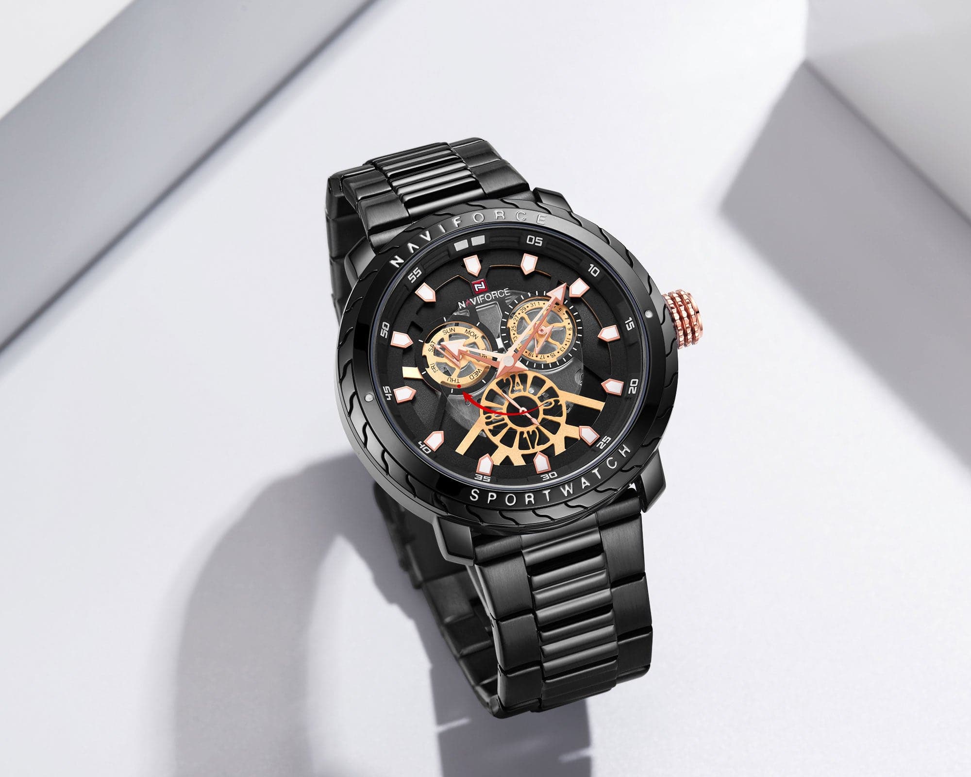 NAVIFORCE ANALOG NF9158 B/B STAINLESS STEEL CHRONOGRAPH QUARTZ MEN'S WATCH - H2 Hub Watches