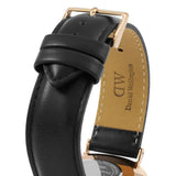 DANIEL WELLINGTON CLASSIC SHEFFIELD ROSE GOLD STAINLESS STEEL DW00100007 BLACK LEATHER STRAP MEN'S WATCH