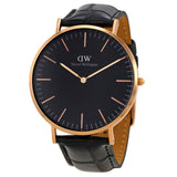 DANIEL WELLINGTON CLASSIC READING ROSE GOLD STAINLESS STEEL DW00100129 BLACK LEATHER STRAP MEN'S WATCH